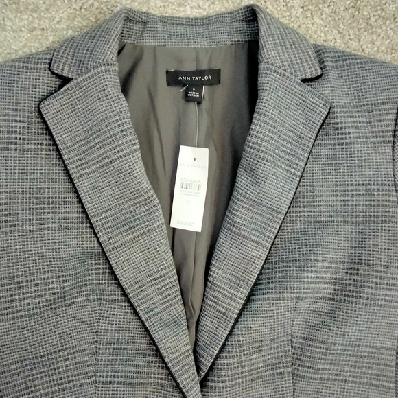NWT Sz 0 Ann Taylor Gray Check Plaid Blazer - Picture 5 of 15
